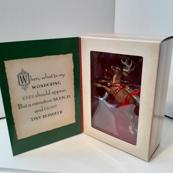 Hallmark twas the night Before Christmas tiny reindeer ornament - Picture 2 of 5